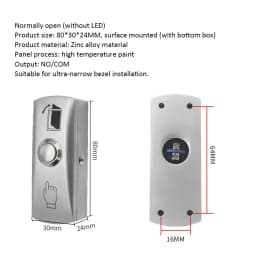 Door Exit Release Button Zinc Alloy Panel GATE Push Switch for Door Access Control System to Open Door
