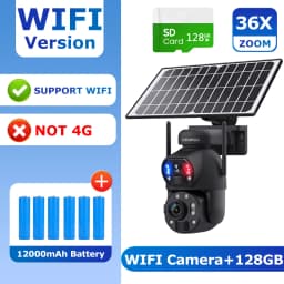 SHIWOJIA 6K 12MP 4G Solar Camera 36X Zoom DualLens Recording Humanoid Tracking Outdoor WIFI Camera Metal Waterproof CCTV 12000mA