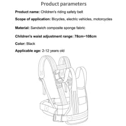 Adjustable Motorcycle Safety Belt for Kids Child Reflective Rear Seat Grab Handle Strap Motorcycle Breathable Harness Anti-Drop