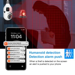 8MP HD PTZ WiFi Dual Lens Dual Screen E27 Bulb Camera Tuya Smart Life Security Video Surveillance Camera Ai Human Auto Tracking