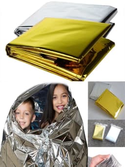 Emergency Thermal Poncho Blanket Lightweight Water-Resistant Windproof Sunshade Reusable First Aid Mat Pad Cover for Camping