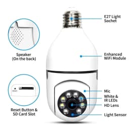 ICSEE E27 Wifi Bulb Camera 4MP Wifi PTZ Colorful Night Vision Two Way Audio Baby Monitor Auto Tracking Home Security CCTV Camera