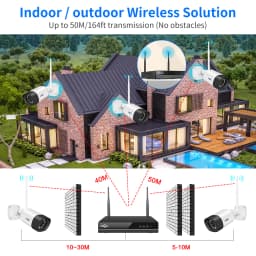 Hiseeu 5MP Wifi Surveillance Camera System Color Night Vision P2P Wireless Street Security CCTV Camera Kit 10CH Wireless NVR Set