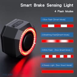 Hollarm Smart Bike Taillight Alarm Anti Theft Burglar Bicycle Light Alarm USB Charge Smart Brake Sensing Remote Control Tail Lam