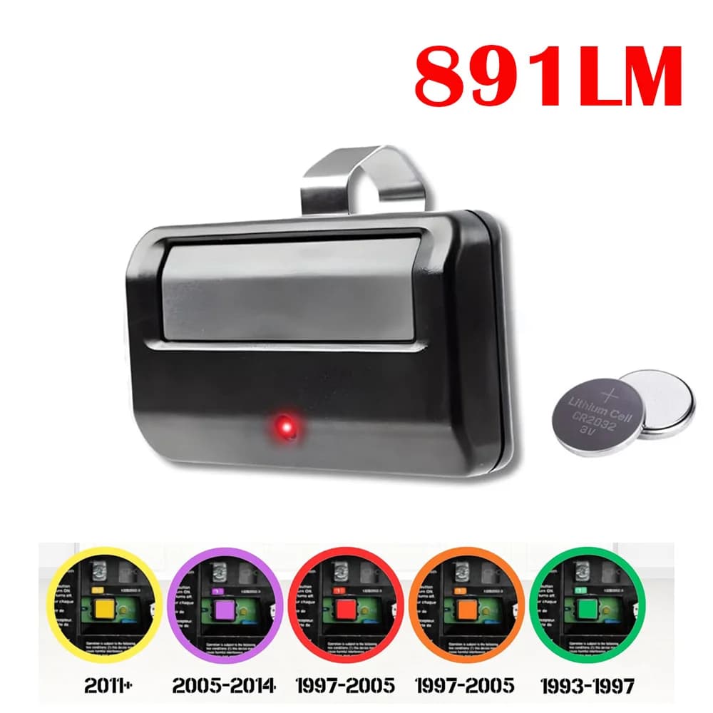 Universal 891LM Garage Door Opener Remote Security+ 2.0 MyQ Yellow Learn Button Replacement Garage Door Remote