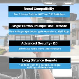 Universal 891LM Garage Door Opener Remote Security+ 2.0 MyQ Yellow Learn Button Replacement Garage Door Remote