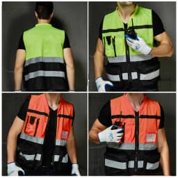 Custom LOGO Safety Vests with Pockets and Zipper Construction Working Clothes High Visibility Security Clothing
