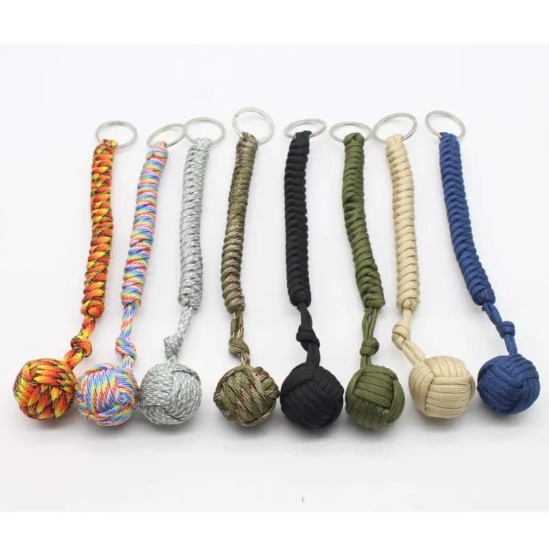 Emergency Escape Parachute Rope Woven Steel Ball Self-defense Ball Hand Woven Multifunctional Parachute Rope Woven Keychain
