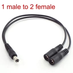 5.5mm X 2.1mm 1 Female to 2 Male Female 2 Way Connector DC Plug Power Supply Splitter Cable for CCTV LED Strip Light Adapter W1