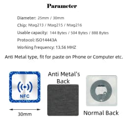 6pcs NFC Ntag213 Ntag215 Ntag216 TAG Sticker 213 13.56MHz Universal Label RFID Token Patrol Ultralight for Amiibo Etc