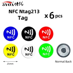 6pcs NFC Ntag213 Ntag215 Ntag216 TAG Sticker 213 13.56MHz Universal Label RFID Token Patrol Ultralight for Amiibo Etc