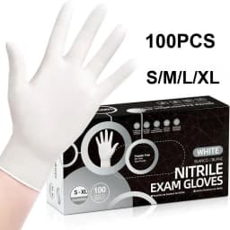 10-100PCS White Disposable Nitrile Gloves, Latex Free, Powder, Kitchen Cleaning Gloves Mechanic Security Protection Working Glov