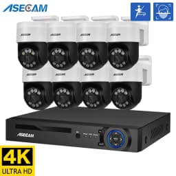 8MP 4K PTZ Security Camera System Kit Face Human Detection Audio Alarm Recording POE NVR CCTV Outdoor Home Video Surveillance