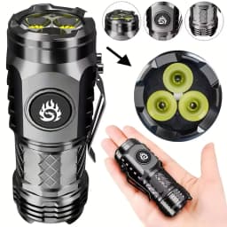 Portable High Brightness 3 LED Flashlight Type-c Charging Power Display Multifunctional Mini Outdoor Light Use Fishing Camping