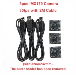 GXIVISION 3pcs IMX179/OV2710/OV2735/OV9732 100 Degree 30fps 2M Cable Camera Module Compatible For Autodarts.io,USB Free Driver