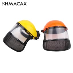 Garden Grass Trimmer Safety Helmet Hat With Full Face Mesh Protective Mask For Logging Brush Cutter Forestry Protection
