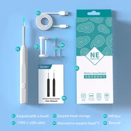 HD Ear Cleaner Otoscope with Camera Earwax Remover Tool Kit with 6 LED Lights for iPhone iPad Android Smart Phone