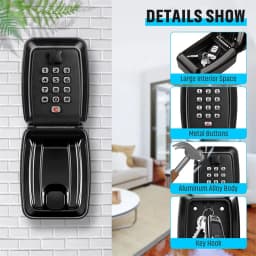 Wall Mounted Key Storage Safe Waterproof Anti-theft Key Box With Combination Lock 12-Digital Password Office Home Outdoor Use