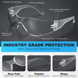 Clear Safety Glasses Anti-Fog Protective Eyewear For Men Women Scratch Impact Resistant Eye Black Protection For Work Lab(10pcs)