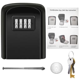 Black/Gold/Silver Metal Key Lock Box Outdoor Wall Mounted Key Holder Organizer 4 Digit Combination Security Storage Secret Box
