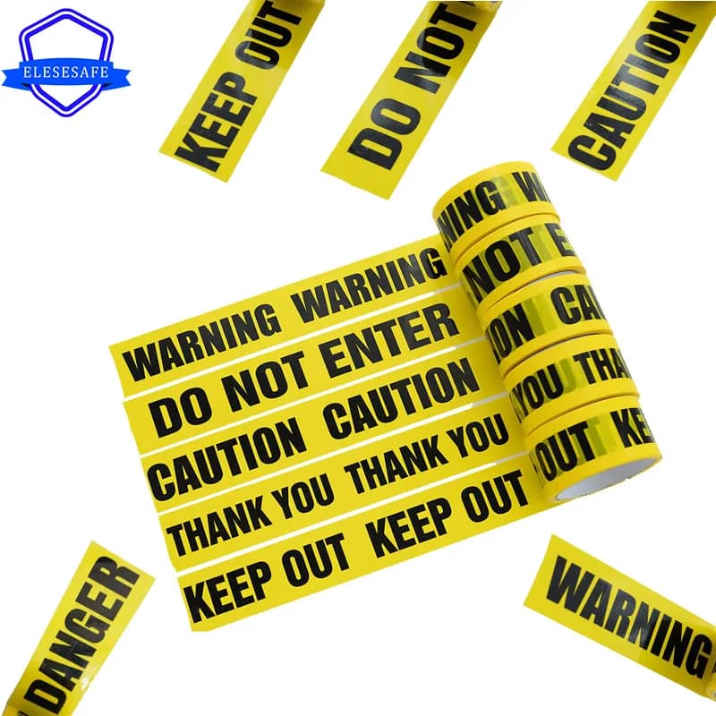 1/Roll 48mmx25m Yellow Warning Tapes Caution Keep Out Sign Barrier Safety Reminder Sticker For Store Warehouse Factory School