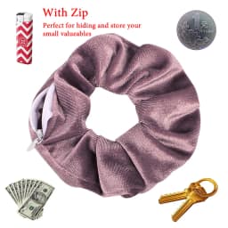 Portable Hidden Safe Sight Secret Hair Tie Storage Case Hair Scrunchie With Zipper Hide Key Cash Jewelry For Travel Outdoor