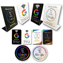 NFC Tag 13.56MHz Programmable Google Review Card NFC Station Table NFC Google Reviews Display Bending Card Standing Bracket