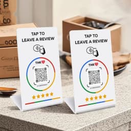 13.56Mhz programmable Google Review Card NFC station table NFC Google Reviews display bending card standing brand bracket