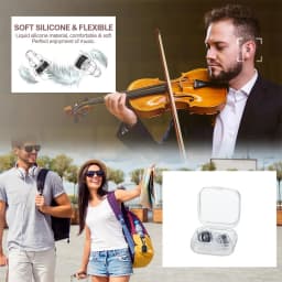 High Fidelity Silicone Earplugs - Reusable Noise Reduction Hearing Protection Ear-Plugs with Case for Concerts Musicians