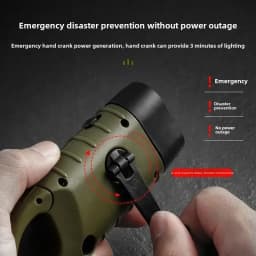 Solar Hand Crank Flashlight - 3-in-1 Emergency LED Light with Camping Power Bank Outdoor Survival Gear