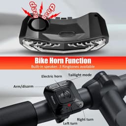 WSDCAM Smart Bike Tail Light with Turn Signals Bike Alarm Horn with Remote Rechargeable Waterproof Bike Rear Bike Brake Light