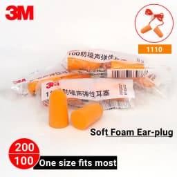 3M Earplugs 1100 1110 Pack of 2 Foam Ear Protection Noise Resisitant No Tearing Anti Dirt Good Resilience Work Study Rest Sleep