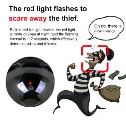1PC Dummy Fake Camera with LED Red Light, Battery Operated, No Wiring Required, Indoor Outdoor Fake Dome Security Camera