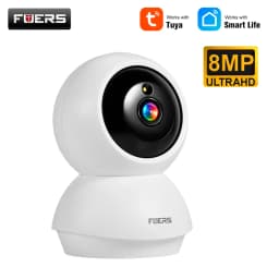 FUERS 4K 8MP WiFi IP Camera With Adjustable Bracket Tuya Smart Home Security Wireless Surveillance Camera Baby Monitor Mini Cam