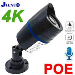 JIENUO 4K Poe Camera Outdoor Onvif Waterproof IP Security Night Vision Video Audio 4MP 5MP 8MP Bullet HD Home Cam Surveillance