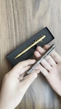 New Self-Defense Brass Tactical Pen High Quality Bolt Switch Ball Point Writing Pen For Outdoor Camp EDC Tool Gift Box
