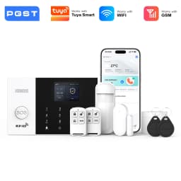 PGST WiFi 2G GSM Home Automation Alarm System Kit Alarm System Set Security Protection Door PIR Motion Sensor Works with Tuya