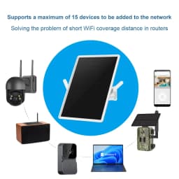 LS VISION Solar Powered WiFi Extender Signal Booster Outdoor Waterproof, Extends Coverage Up to 500ft Compatible with 2.4G WiFi