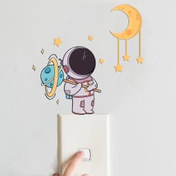 Luminous Self-Adhesive Home Switch Wall Stickers Blue Pink Green Astronaut Star Moon Glow In The Dark DIY Decal For Kids Bedroom