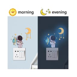 Luminous Self-Adhesive Home Switch Wall Stickers Blue Pink Green Astronaut Star Moon Glow In The Dark DIY Decal For Kids Bedroom