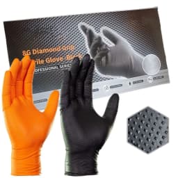 30/50PCS Black Nitrile Gloves Disposable 8Mil Thick Heavy Duty Industrial Safety Gloves Diamond Textured Mechanics Work Gloves