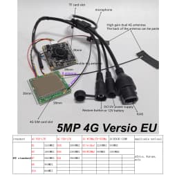 DIY 5MP EU 3G 4G SIM Lte IP Camera Module 1920P 1080P 2MP 5MP Mini 4G Hole Covert Audio TF Card Slot CCTV Surveillance Camera