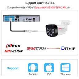 SIMICAM 4K Poe Camera With Audio 48V POE/DC 12V 4MP/5MP/8MP Super HD Infrared Night Vision Bullet Video Surveillance for Nvr