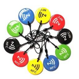 10pcs Ntag213 NFC Tag Lable Token With Rope RFID 13.56MHz 144 Bytes ISO14443A Epoxy Card 35mm Diameter For All NFC Enabled Phone
