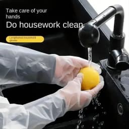 Hilo 30PCS Disposable Arm Guard Gloves Kitchen Household Cleaning Waterproof Elastic Drawstring Lengthened CPE Long-Arm Gloves