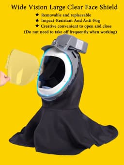 Full Cover Electric Powered Air Supply Dust Mask Hat Dustproof Hood Cape For Harvester Polishing Sanding Industrial Dust