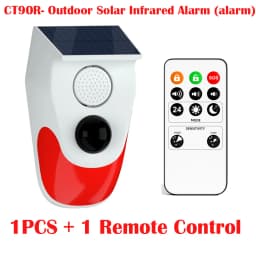 Outdoor Solar Strobe Light with Remote Wireless 120db Alarm System Outside Weatherproof for Home Infrared Motion Sensor