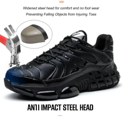 Men's New High-Top Knob Buckle Lightweight Breathable Anti-Smash Steel Head Anti-Stabbing Safety Protection Work Shoes