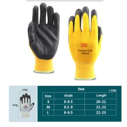3M Work Gloves Comfort Grip wear-resistant Slip-resistant Gloves Anti-labor Safety Gloves Nitrile Rubber Gloves Comfortable