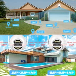 8MP 4K IP Camera Wifi PTZ Dual Lens 2.8mm 8mm 10x Digital Zoom 4MP Outdoor Surveillance Security CCTV Video CamHipro CamHi Cam